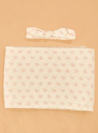 Vintage Mini Bows Swaddle with Headband - TULLABEE