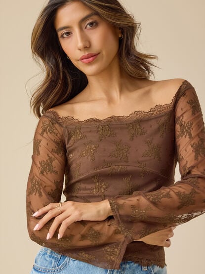 Vanessa Boat Neck Lace Top - TULLABEE