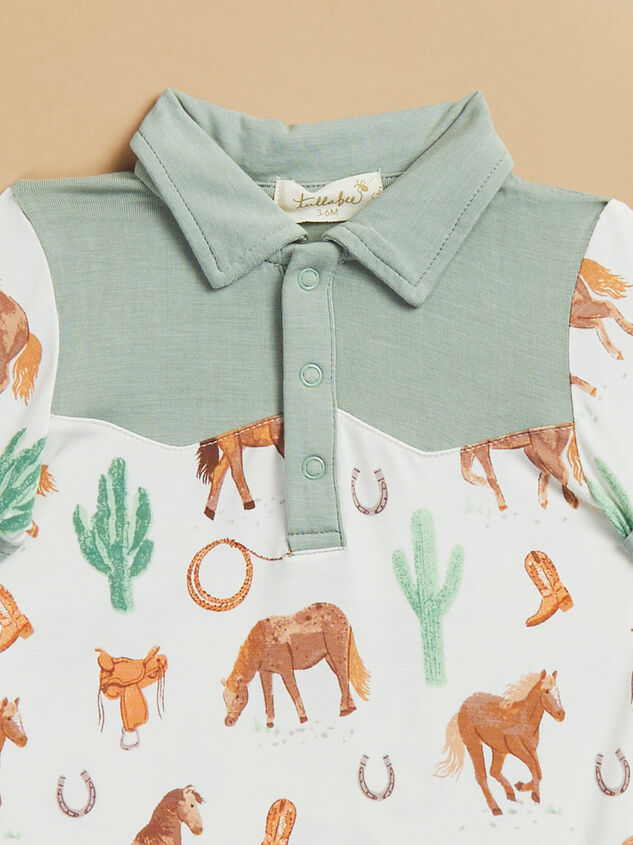 Western Horses Shortie Romper Detail 2 - TULLABEE