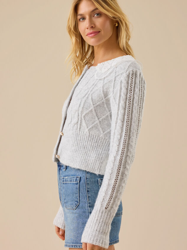 Amiee Lace Collar Cardigan Detail 3 - TULLABEE