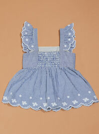 Jane Striped Floral Embroidered Bubble Detail 4 - TULLABEE