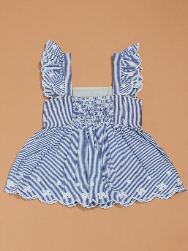 Jane Striped Floral Embroidered Bubble Detail 4 - TULLABEE