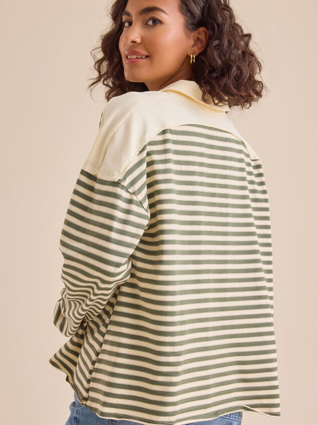 Aileen Oversized Striped Polo Detail 4 - TULLABEE