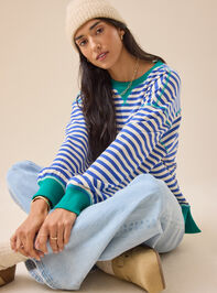 Pace Setter Stripe Crewneck Detail 3 - TULLABEE