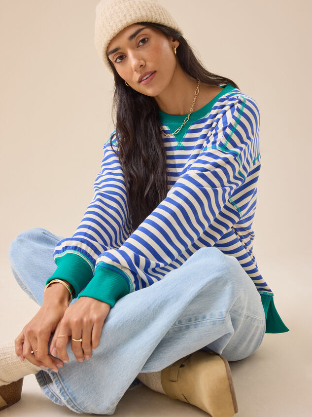Pace Setter Stripe Crewneck Detail 3 - TULLABEE