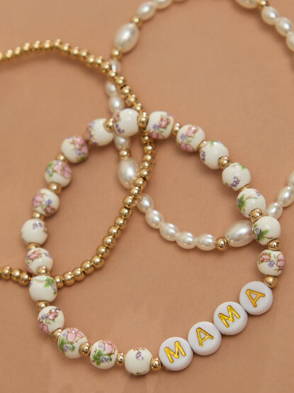 Mama Painted Bead Bracelet Set - TULLABEE