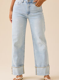 Edie Floral Embroidered Jeans Detail 2 - TULLABEE