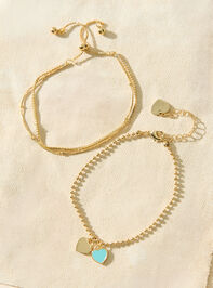 18K Gold Dainty Heart Charm Bracelet Detail 2 - TULLABEE