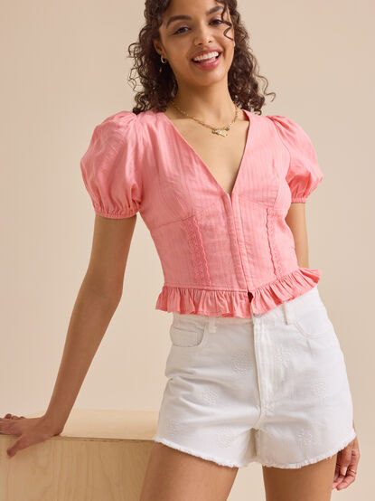 Holdyn Embroidered Denim Shorts - TULLABEE