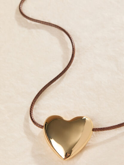 Bubble Heart Cord Charm Necklace - TULLABEE
