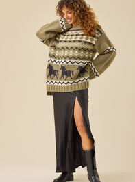 Fern Fair Isle Horse Sweater Detail 2 - TULLABEE