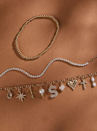 Bubble Monogram Charm Bracelet Set - S Detail 2 - TULLABEE