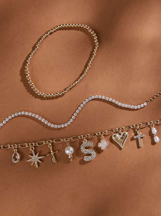 Bubble Monogram Charm Bracelet Set - S Detail 2 - TULLABEE