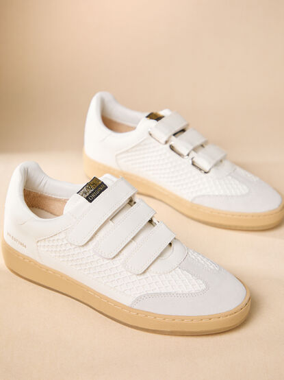 White Mesh Velcro Sneakers By Vintage Havana - TULLABEE