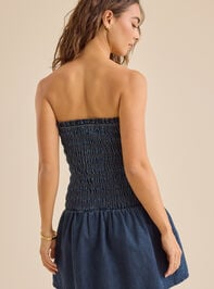 Skyler Denim Mini Dress Detail 5 - TULLABEE