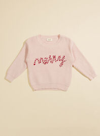 Merry Candy Cane Toddler Sweater Detail 2 - TULLABEE