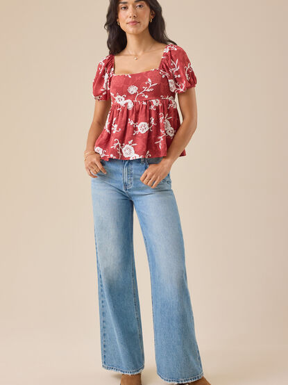 Gretchen Embroidered Babydoll Top - TULLABEE
