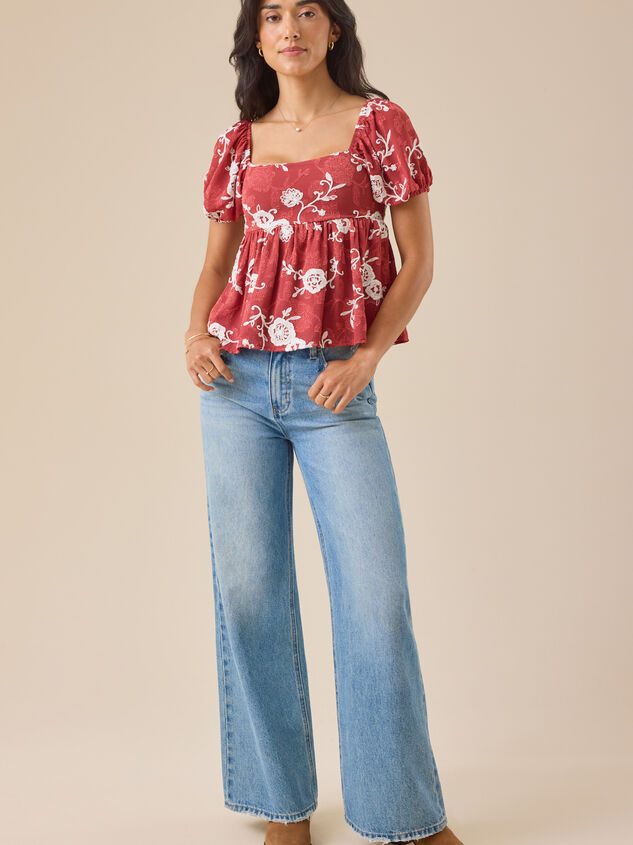 Gretchen Embroidered Babydoll Top Detail 2 - TULLABEE