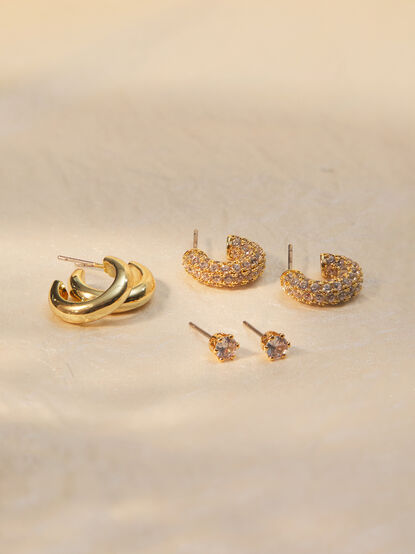 18K Gold Mini Hoop Earring Pack - TULLABEE