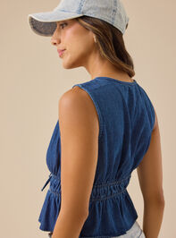 Zora Tie Front Vest Detail 4 - TULLABEE