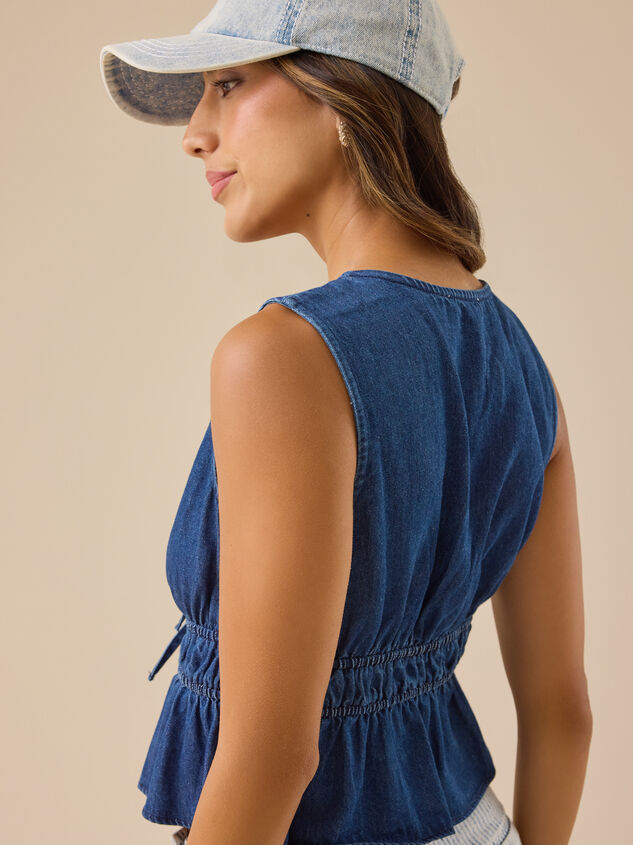 Zora Tie Front Vest Detail 4 - TULLABEE