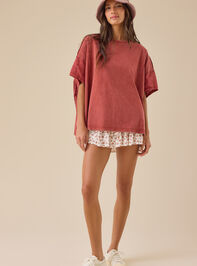 Zelda Embroidered Oversized Tee Detail 5 - TULLABEE