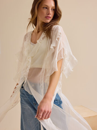 Ariah Ruffle Button Up Kimono - TULLABEE
