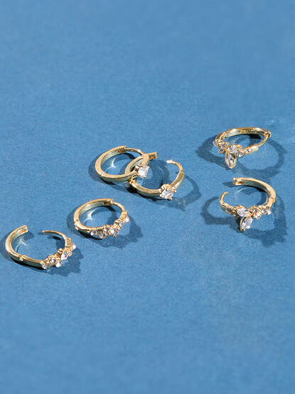 18K Crystal Mini Hoop Pack - TULLABEE