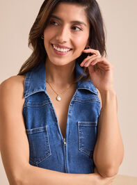 Penelope Collared Denim Dress Detail 4 - TULLABEE