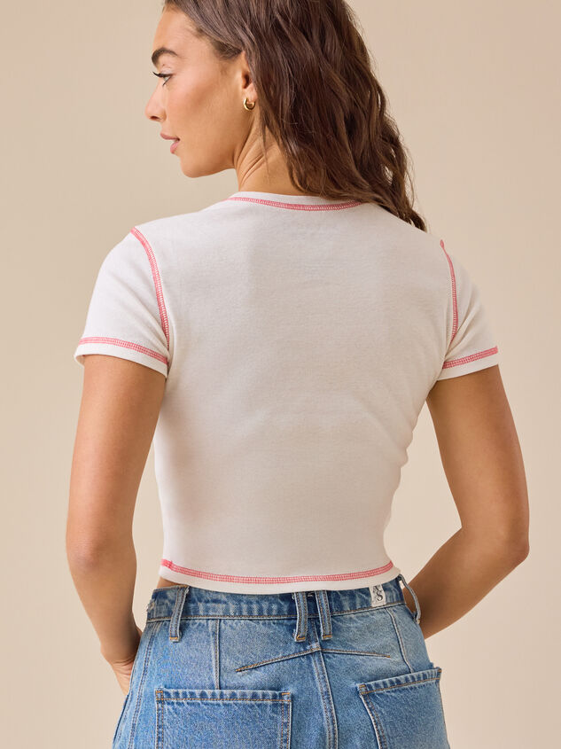 Bow and Strawberry Grid Graphic Tee Detail 6 - TULLABEE