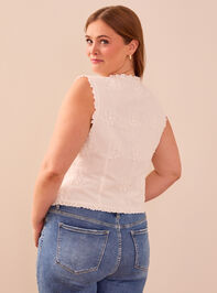 Alicia Embroidered Tie Front Woven Vest Detail 5 - TULLABEE