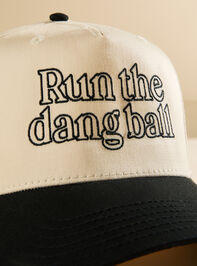 Run The Dang Ball Trucker Hat Detail 2 - TULLABEE