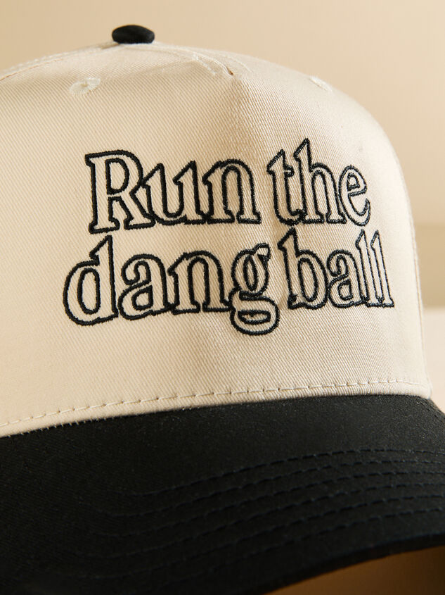 Run The Dang Ball Trucker Hat Detail 2 - TULLABEE