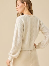 Alayah Pointelle Lace Trim Cardigan Detail 5 - TULLABEE