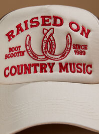 Raised On Country Music Trucker Hat Detail 2 - TULLABEE