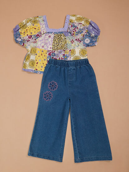 Lauren Patchwork Top and Pant Toddler Set - TULLABEE