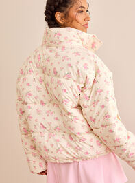 Frosted Wishes Floral Puffer Jacket Detail 4 - TULLABEE