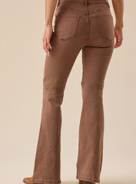 Reagan High Rise Brown Flare Pants Detail 5 - TULLABEE