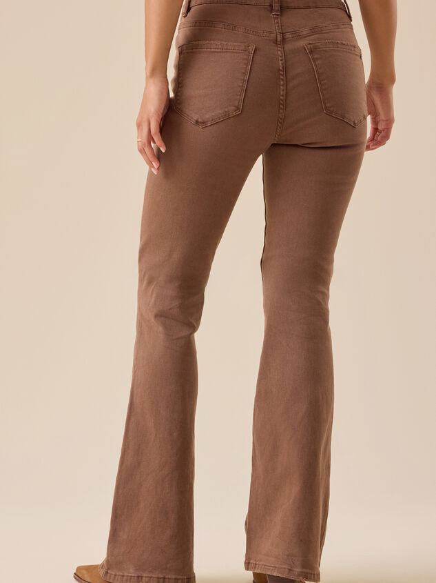 Reagan High Rise Brown Flare Pants Detail 5 - TULLABEE