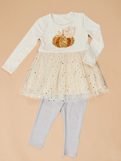 Pumpkin Glitz Dress with Legging Set - TULLABEE