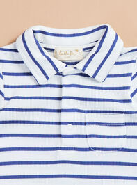 Paxton Striped Polo Romper Detail 2 - TULLABEE
