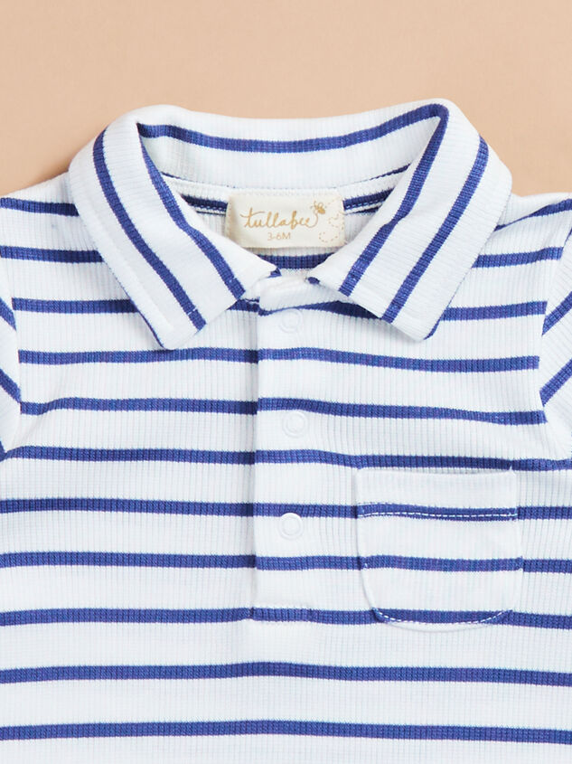 Paxton Striped Polo Romper Detail 2 - TULLABEE
