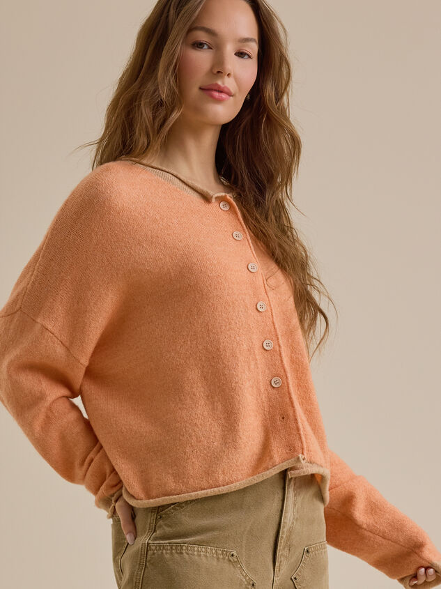 Skyla Contrast Roll Neck Cardigan Detail 3 - TULLABEE