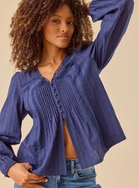 Kate Pleated Button Front Top Detail 5 - TULLABEE