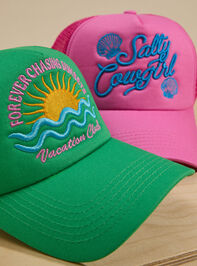 Forever Chasing Sunsets Trucker Hat Detail 4 - TULLABEE
