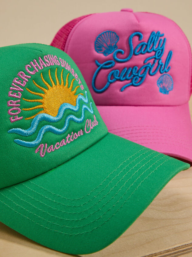 Forever Chasing Sunsets Trucker Hat Detail 4 - TULLABEE