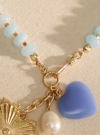 Blue Blossom Heart Necklace Detail 3 - TULLABEE