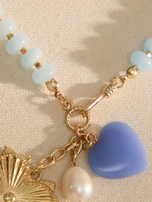 Blue Blossom Heart Necklace Detail 3 - TULLABEE