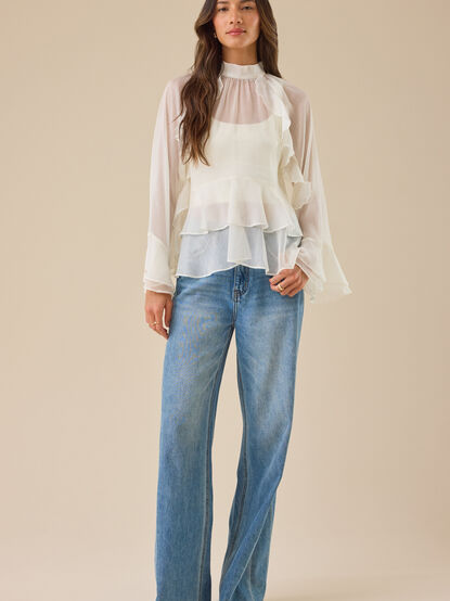 Heather Sheer Ruffle Top - TULLABEE