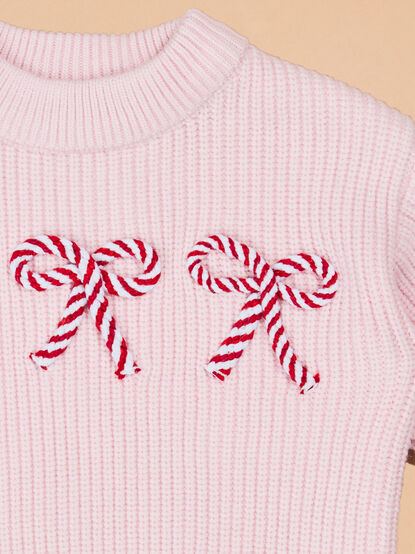 Candy Cane Bow Sweater - TULLABEE